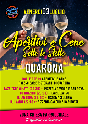Aperitivi e cene sotto le stelle